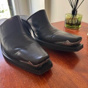Mango Leather Western Clog Mule